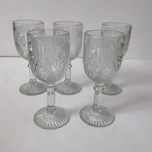 1930’s Jeannette Iris Herringbone Collectors Depression Cordial 4oz Glass Set 5